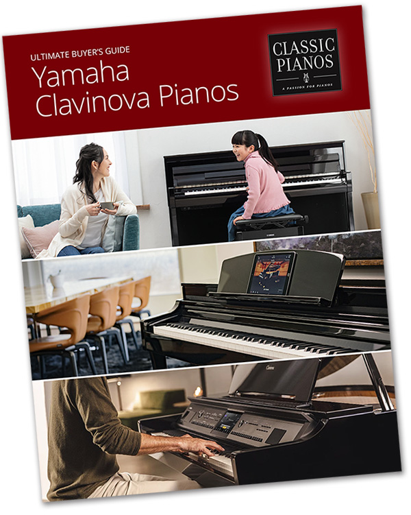 Yamaha Clavinova digital pianos showcased in Classic Pianos' buyer's guide, featuring advanced sound technology.