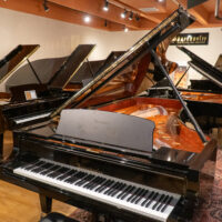 Bösendorfer grand piano display at Classic Pianos Denver showroom, featuring high-gloss finish and expert craftsmanship.