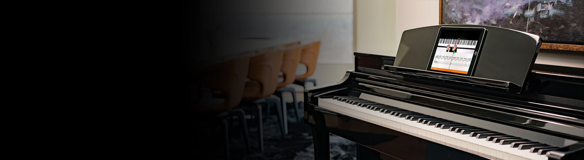 Digital Grand Piano with Sheet Music App; perfect for modern musicians. Explore more at Classic Pianos Denver.