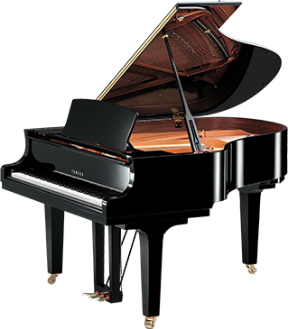 Yamaha grand piano featuring polished ebony finish, advanced soundboard design, and intricate craftsmanship for superior performance.