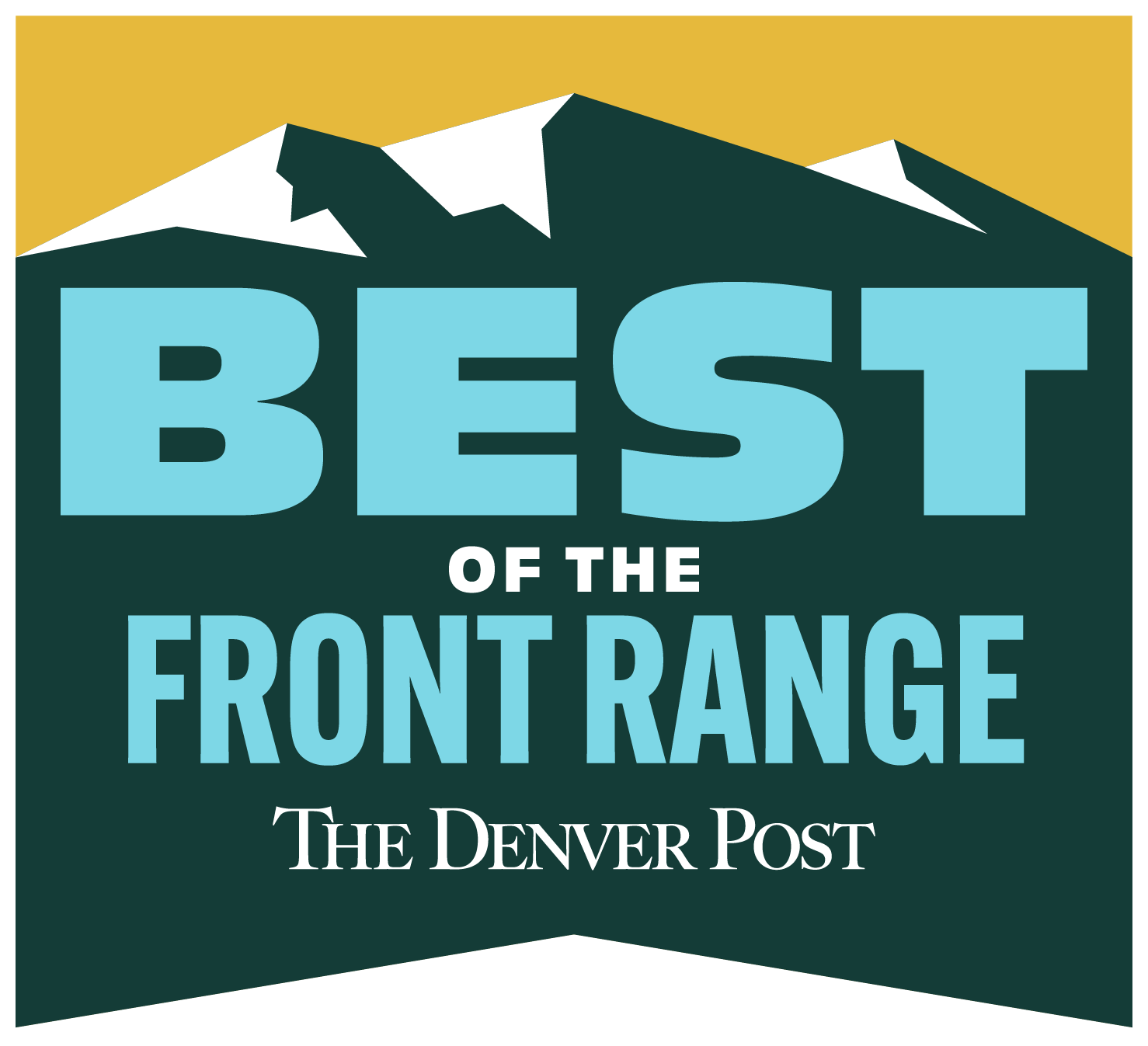 Award badge proclaiming Classic Pianos as Best of the Front Range from The Denver Post, highlighting quality piano offerings.